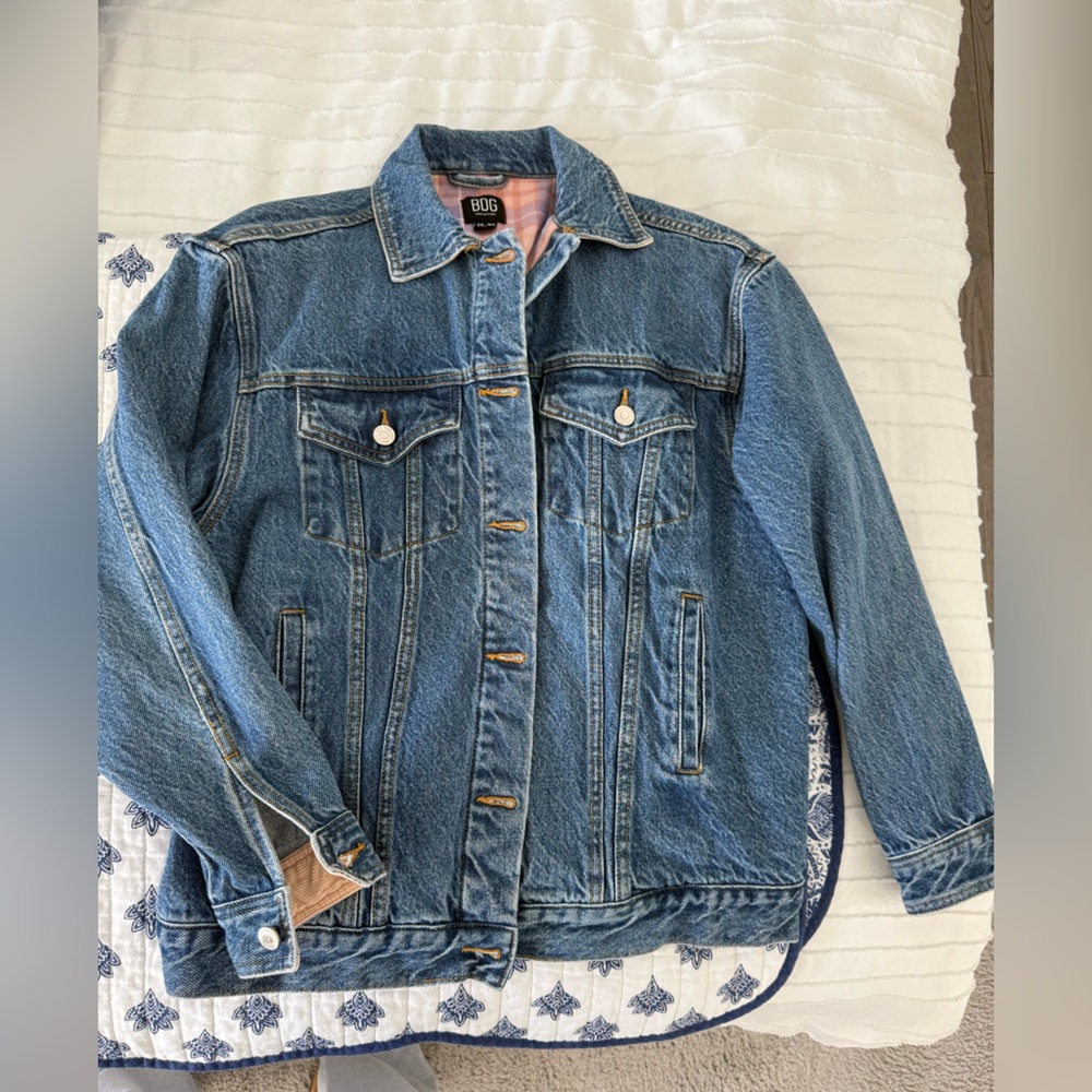 BDG Light Blue Denim Jacket with Pink Lining